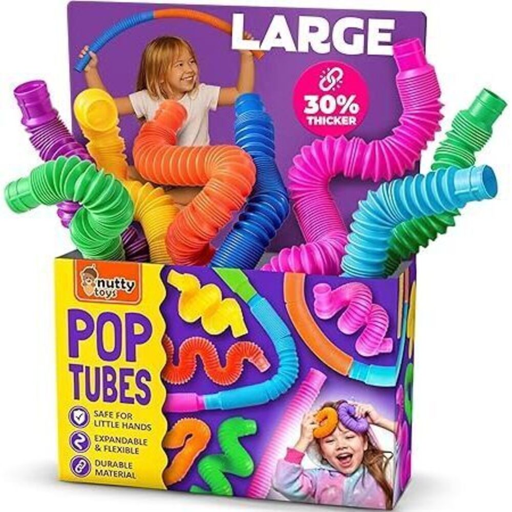 Pop Tubes - Large 8-Pack Sensory Toys - Creative Stem Learning For Kids &